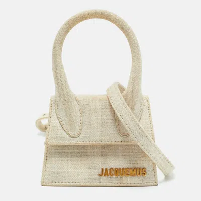Pre-owned Jacquemus Le Chiquito Mini Beige Canvas Top Handle Bag In Sand