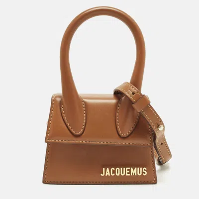 Pre-owned Jacquemus Le Chiquito Mini Brown Leather Top Handle Bag