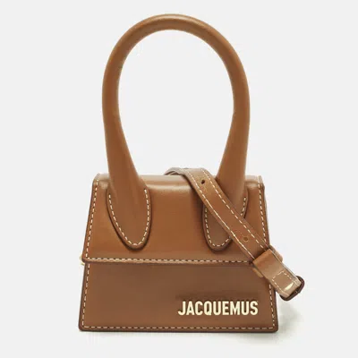 Pre-owned Jacquemus Le Chiquito Mini Leather Top Handle Bag In Brown