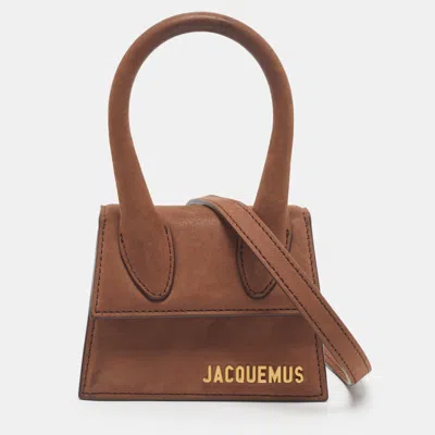 Pre-owned Jacquemus Le Chiquito Mini Nubuck Leather Top Handle Bag In Brown