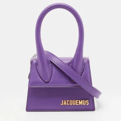 Pre-owned Jacquemus Le Chiquito Mini Purple Leather Top Handle Bag
