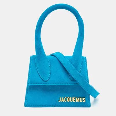 Pre-owned Jacquemus Le Chiquito Mini Suede Top Handle Bag In Blue