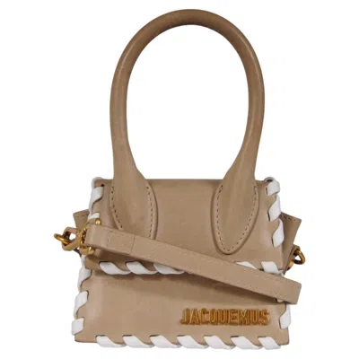 Pre-owned Jacquemus Le Chiquito Mini Top Handle Crossbody Bag Tan White Whipstitch Leather