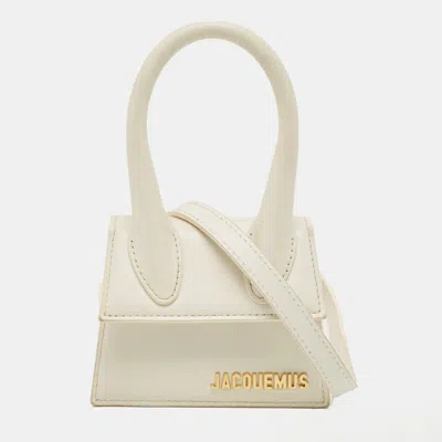 Pre-owned Jacquemus Le Chiquito Mini White Leather Top Handle Bag
