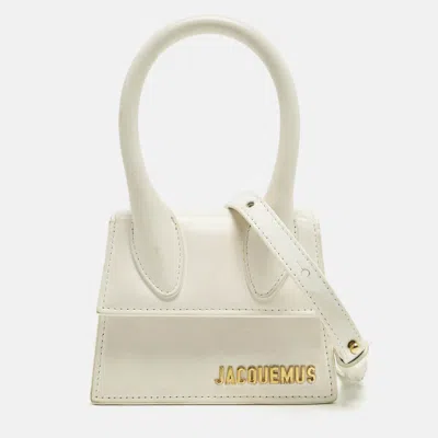 Pre-owned Jacquemus Le Chiquito Mini White Leather Top Handle Bag