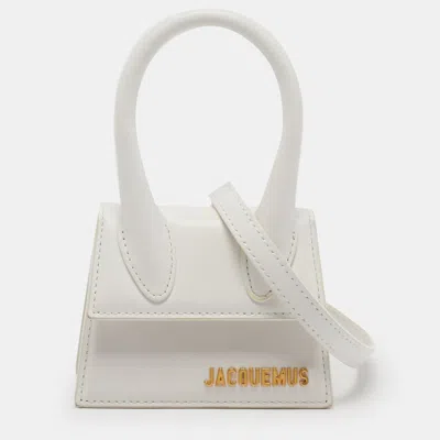 Pre-owned Jacquemus Le Chiquito Mini White Leather Top Handle Bag