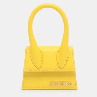 Pre-owned Jacquemus Le Chiquito Mini Yellow Leather Top Handle Bag
