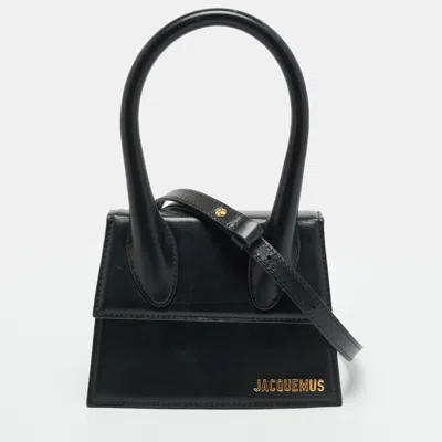 Pre-owned Jacquemus Le Chiquito Moyen Black Leather Top Handle Bag