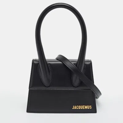 Pre-owned Jacquemus Le Chiquito Moyen Black Leather Top Handle Bag