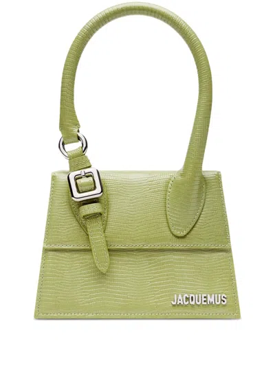 Pre-owned Jacquemus Le Chiquito Moyen Boucle Bag Printed Lizard Green Lizard_skin Handbag ()