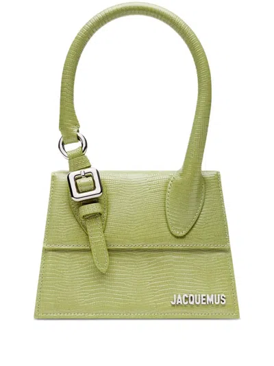 Pre-owned Jacquemus Le Chiquito Moyen Boucle Bag Printed Lizard Lizard_skin Handbag () In Green