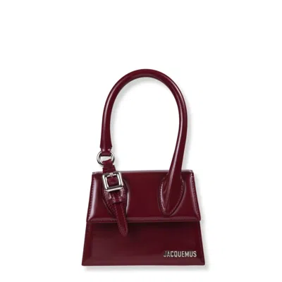 Jacquemus Chiquito Medium Leather Clutch In Burgundy
