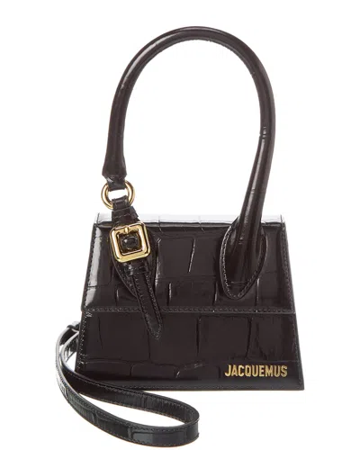 Jacquemus Le Chiquito Moyen Boucle Croc-embossed Leather Shoulder Bag In Black
