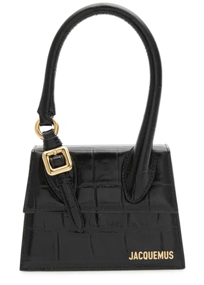 Jacquemus Le Chiquito Moyen Boucle Leather Top Handle Bag In Black