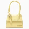 JACQUEMUS LE CHIQUITO MOYEN BOUCLE LIGHT YELLOW EMBOSSED LEATHER BAG