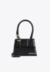 Jacquemus Trapezoidal Leather Handbag With Gold-tone Details In Black