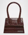 Jacquemus Le Chiquito Moyen Croc-embossed Leather Top-handle Bag In Dark Brown