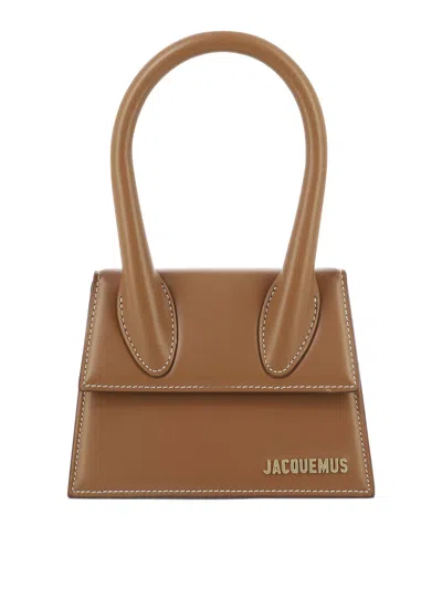 Jacquemus Leather Le Chiquito Moyen Top-handle Bag In Brown