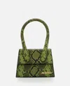 Jacquemus Le Chiquito Mini Python-embossed Leather Shoulder Bag In Green