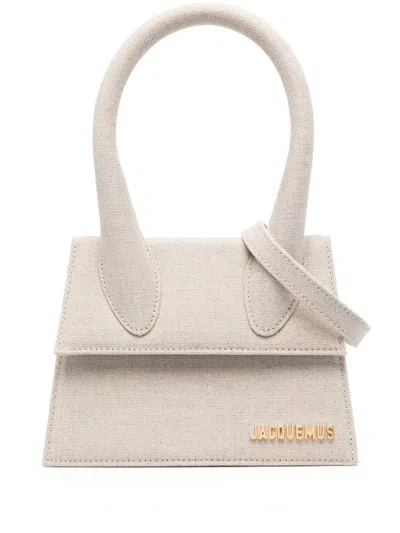 Jacquemus Le Chiquito Moyen Leather Handbag In Grey