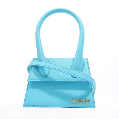 Jacquemus Le Chiquito Moyen Leather Top Handle Bag In Blue