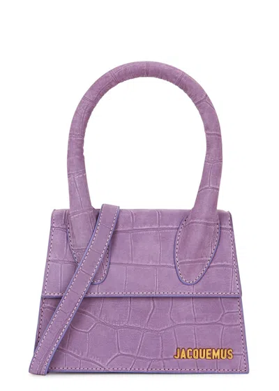Jacquemus Le Chiquito Moyen Leather Top Handle Bag In Purple