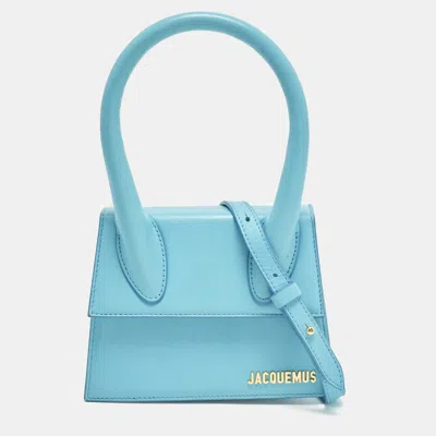 Pre-owned Jacquemus Le Chiquito Moyen Light Blue Leather Top Handle Bag