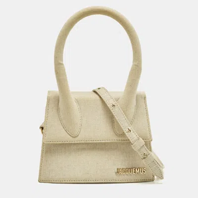 Pre-owned Jacquemus Le Chiquito Moyen Off White Canvas Top Handle Bag