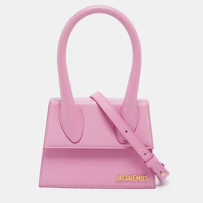 Pre-owned Jacquemus Le Chiquito Moyen Pink Leather Top Handle Bag