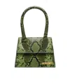 Jacquemus Le Chiquito Mini Python-embossed Leather Shoulder Bag In Green