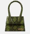 Jacquemus Le Chiquito Mini Python-embossed Leather Shoulder Bag In Green