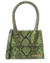 Jacquemus Le Chiquito Moyen Bag In Embossed Python Leather In Green