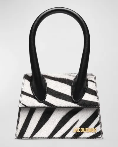 Jacquemus Le Chiquito Moyen Top-handle Bag In Black And White Zebra