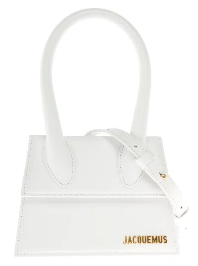 JACQUEMUS LE CHIQUITO MOYEN WHITE HANDBAG IN LEATHER WOMAN