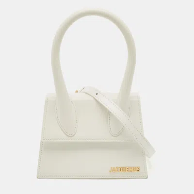 Pre-owned Jacquemus Le Chiquito Moyen White Leather Top Handle Bag
