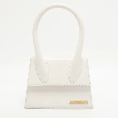 Pre-owned Jacquemus Le Chiquito Moyen White Leather Top Handle Bag