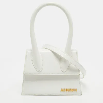 Pre-owned Jacquemus Le Chiquito Moyen White Leather Top Handle Bag