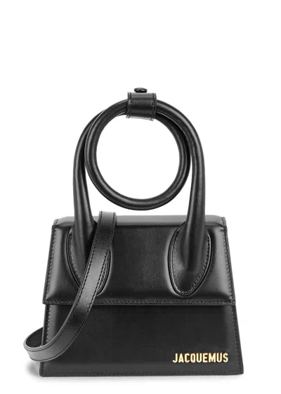Jacquemus Le Chiquito Noeud Black Leather Top Handle Bag, Bag, Black