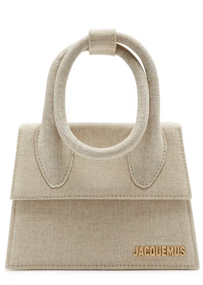 Jacquemus Le Chiquito Noeud Canvas Top Handle Bag In Beige