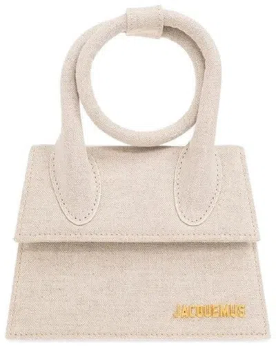 JACQUEMUS LE CHIQUITO NOEUD COILED HANDBAG 'LIGHT GREY/GOLD'