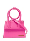 JACQUEMUS 'LE CHIQUITO NOEUD' FUCHSIA CROSSBODY BAG WITH LOGO DETAIL IN LEATHER WOMAN