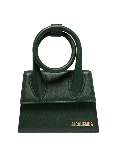 Jacquemus Green Leather Mini Handbag With Bow Accent For Women