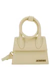 JACQUEMUS LE CHIQUITO NOEUD IVORY CROSSBODY BAG WITH LOGO IN LEATHER WOMAN