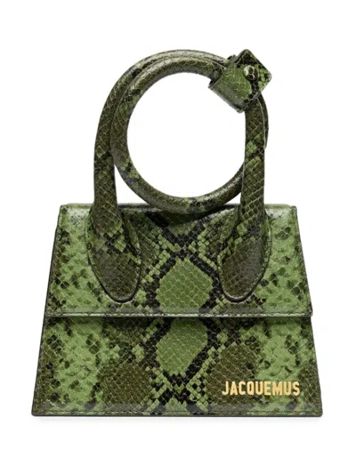 Jacquemus Le Chiquito Noeud Leather Handbag In Green