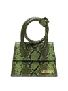 Jacquemus Women Le Chiquito Noeud Leather Handbag In Green