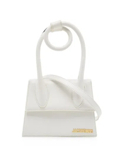 Pre-owned Jacquemus Le Chiquito Noeud Leather Tote Bag In White