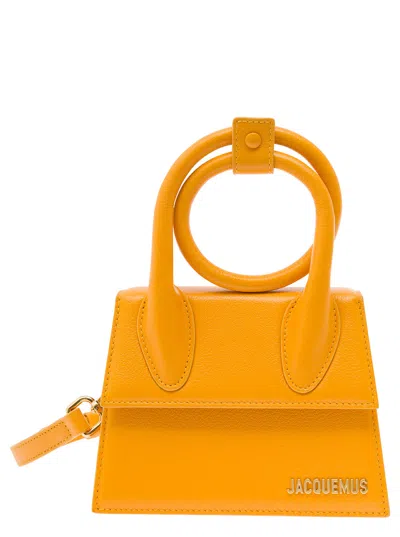 Jacquemus Le Chiquito Noeud Orange Crossbody Bag With Logo Detail In Leather Woman
