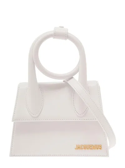 Jacquemus 'le Chiquito Noeud' White Crossbody Bag With Logo Detail