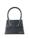 Jacquemus Structured Shoulder Bag Detachable Strap Top Handle In Black