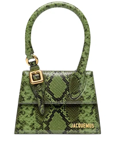 Jacquemus Le Chiquito Snakeskin-effect Mini Bag In Vert